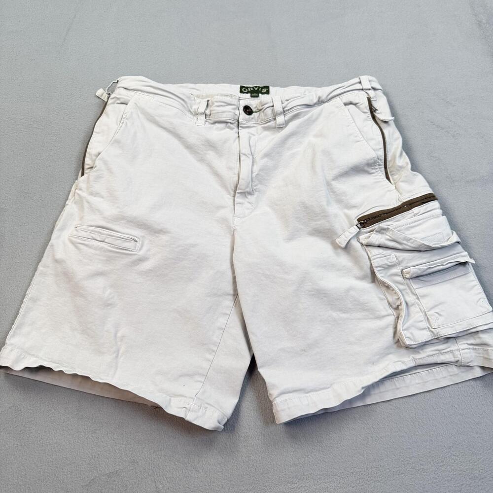 Orvis Cargo Shorts Mens 36 Light Beige Heavyweight Canvas Pocket Outdoor Fishing